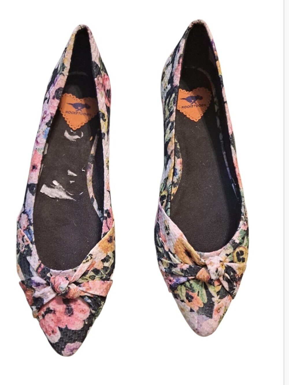 Rocket Dog Floral Pointed Knot Flats - Pink, Yellow, Green